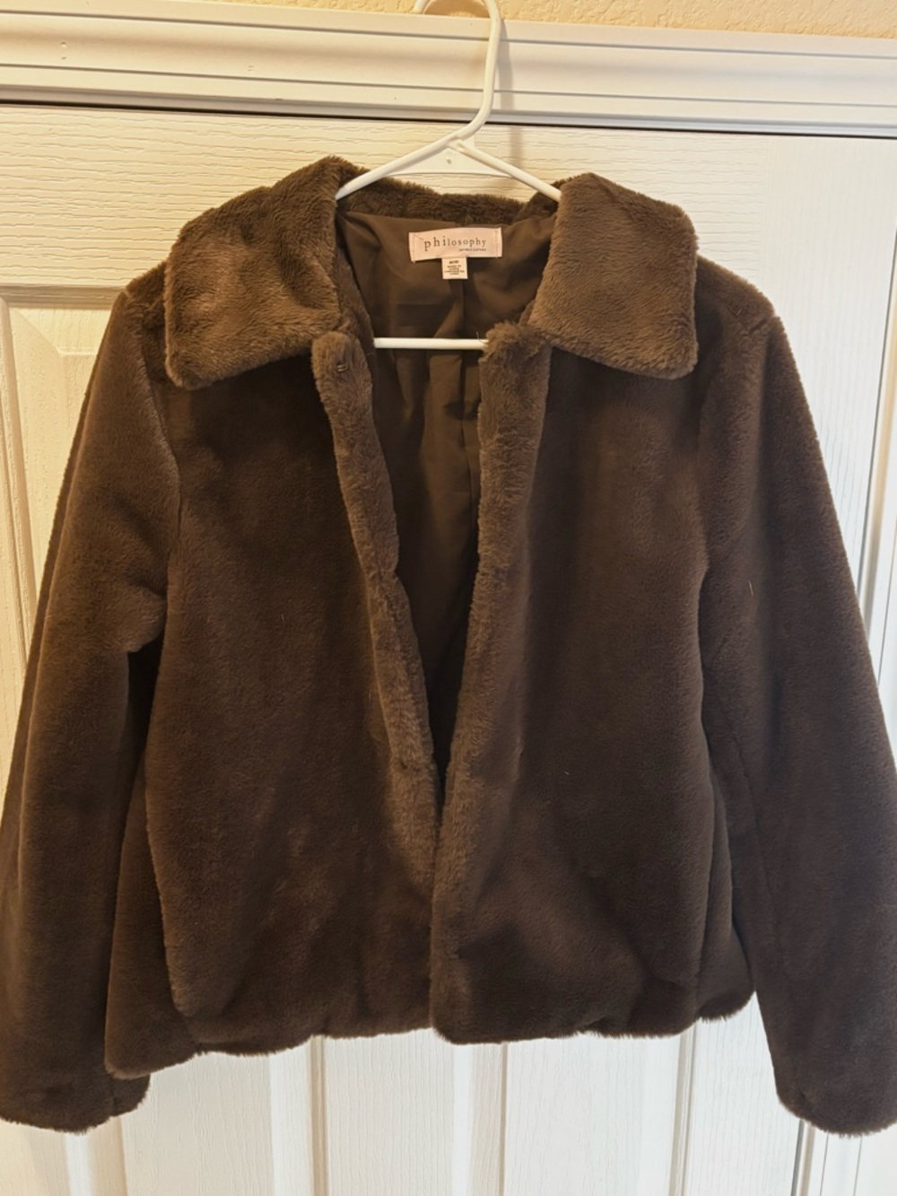 Philosophy Faux Fur Brown Jacket M NWOT - Picture 2 of 4